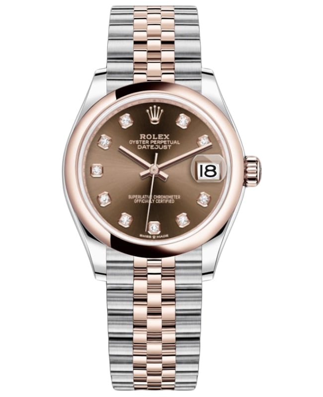 Rolex Datejust 31 Steel and 18kt Everose Gold Chocolate Diamond Dial Women's Watch M278241-0028