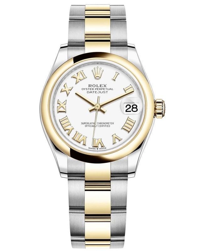 Rolex Datejust 31 Stainless Steel and Yellow Gold White Roman Dial Women's Watch M278243-0001