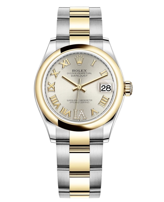 Rolex Datejust 31 Stainless Steel and Yellow Gold Silver Roman Diamond Dial Women's Watch M278243-0003