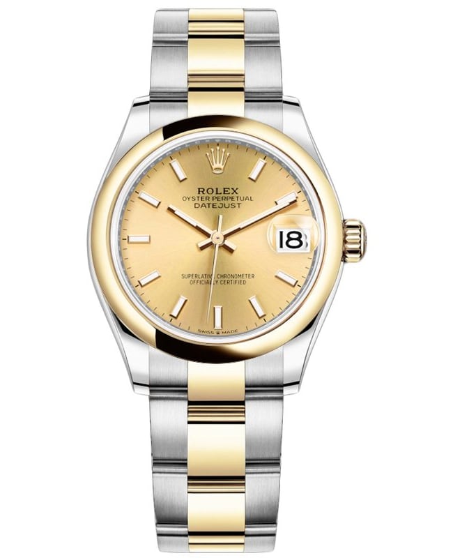 Rolex Datejust 31 Stainless Steel and Yellow Gold Champagne Dial Womens Watch M2782430013 M2782430013