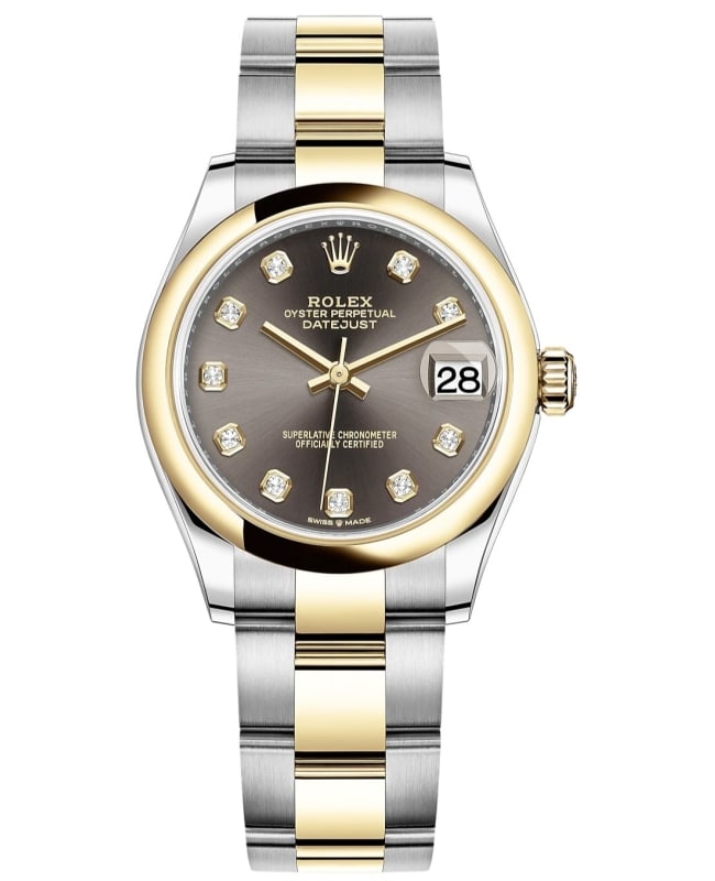 Rolex Datejust 31 Stainless Steel and Yellow Gold Dark Grey Diamond Dial Women's Watch M278243-0021