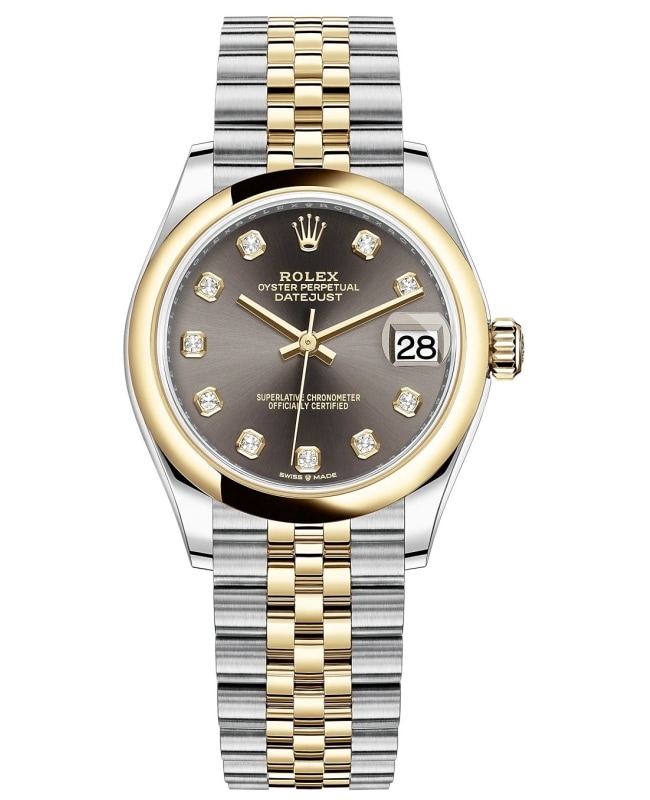 Rolex Datejust 31 Stainless Steel and Yellow Gold Dark Grey Diamond Dial Women's Watch M278243-0022