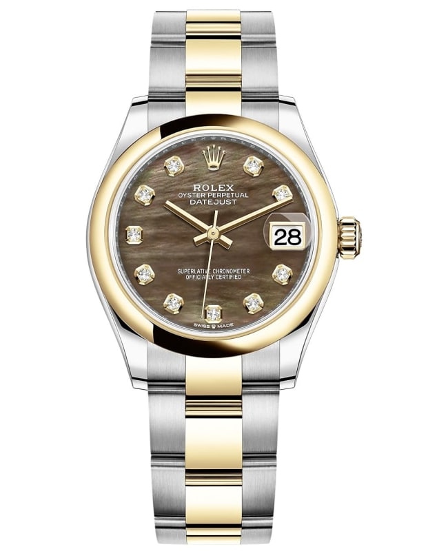 Rolex Datejust 31 Stainless Steel and Yellow Gold Black Mother-of-Pearl Diamond Dial Women's Watch M278243-0023