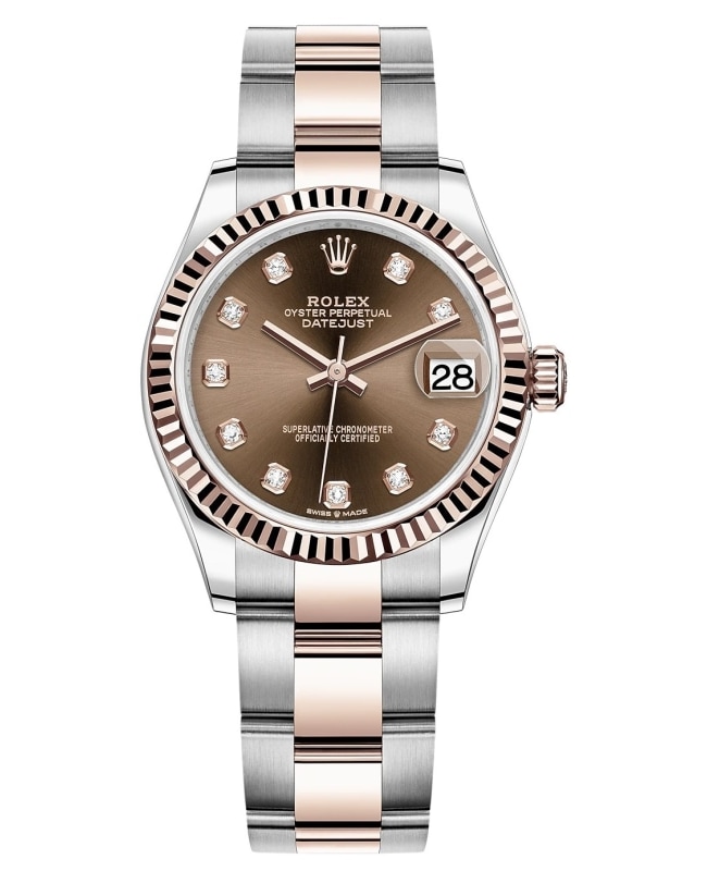 Rolex Datejust 31 Stainless Steel and Rose Gold Chocolate Diamond Dial Women's Watch M278271-0027