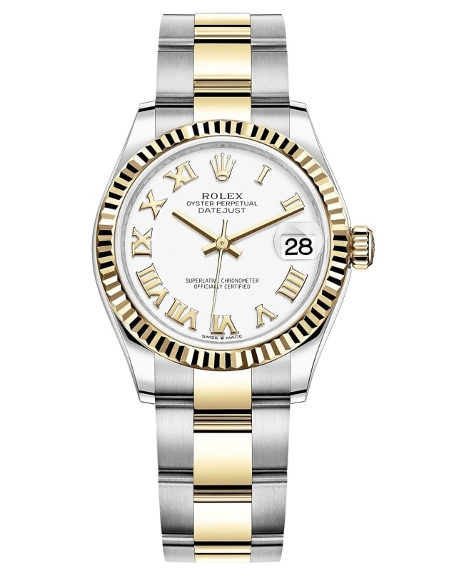 Rolex Datejust 31 Stainless Steel and Yellow Gold White Roman Dial Women's Watch M278273-0001