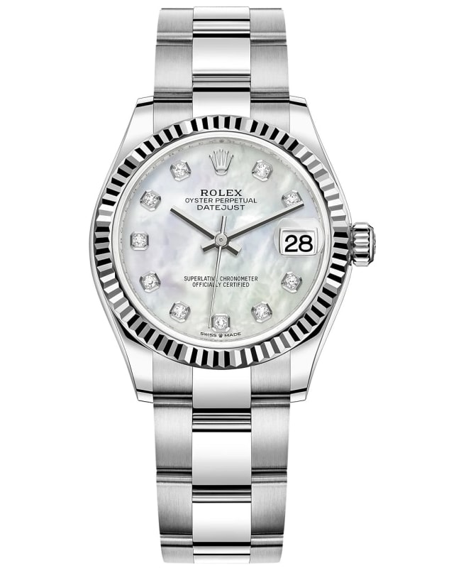 Rolex Datejust 31 Stainless Steel and White Gold Mother-of-Pearl Diamond Dial Women's Watch M278274-0005
