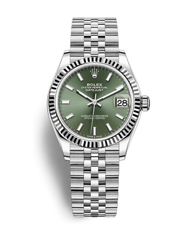 Rolex Datejust 31 Stainless Steel and White Gold Mint Green Dial Womens Watch M2782740018 M2782740018