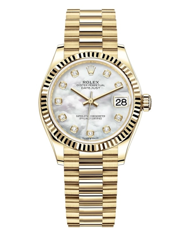 Rolex Datejust 31 Yellow Gold MotherofPearl Diamond Dial Womens Watch M2782780010 M2782780010