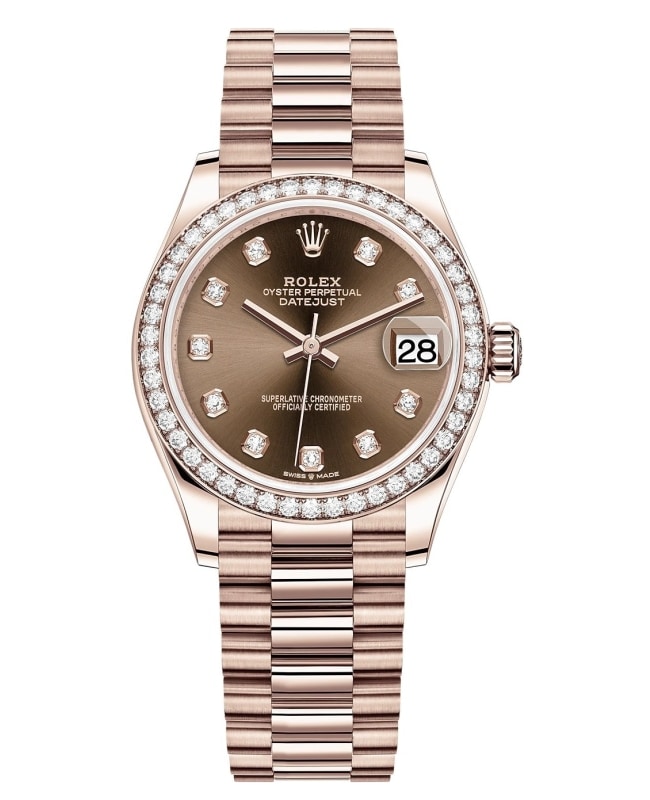 Rolex Datejust 31 Everose Gold Chocolate Diamond Dial Diamond Bezel Women's Watch M278285RBR-0006