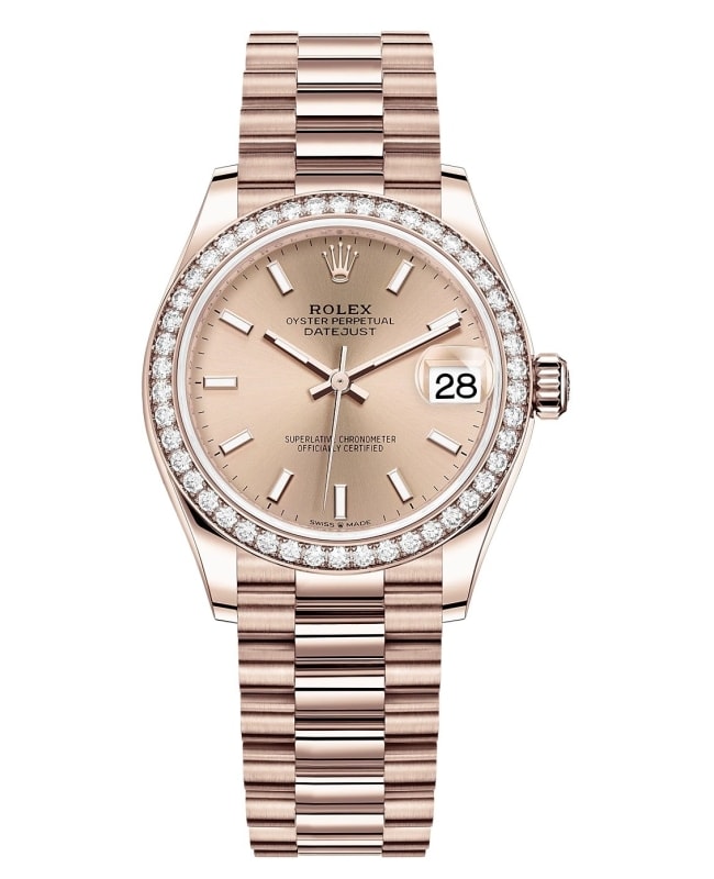 Rolex Datejust 31 Everose Gold Rose Dial Diamond Bezel Women's Watch M278285RBR-0018