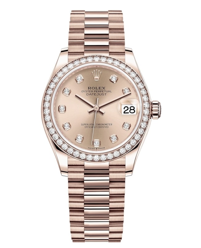 Rolex Datejust 31 Everose Gold Rose Diamond Dial Diamond Bezel Women's Watch M278285RBR-0025