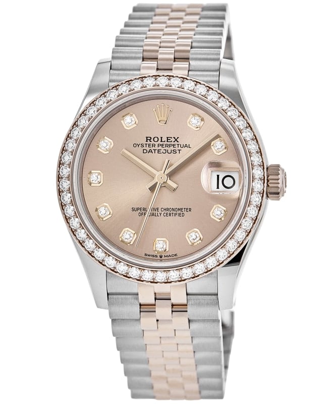 Rolex Datejust 31 Stainless Steel and Rose Gold Rose Diamond Dial Diamond Bezel Womens Watch M278381RBR0024 M278381RBR0024