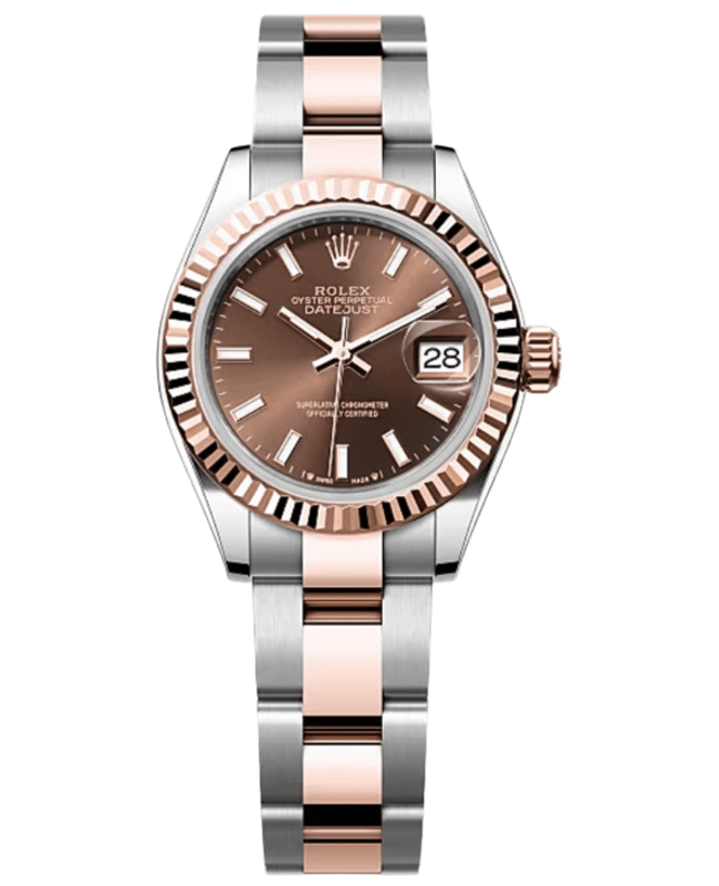 Rolex LadyDatejust 28 Steel and Everose Gold Automatic Chocolate Dial Womens Watch M2791710018 M2791710018