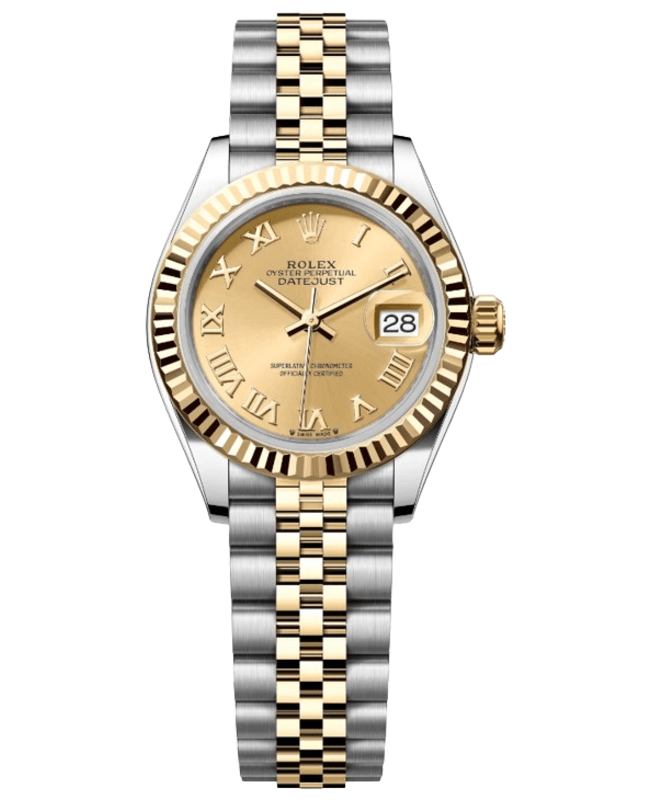 Rolex LadyDatejust 28 Stainless Steel and Yellow Gold Automatic Champagne Dial Womens Watch M2791730009 M2791730009