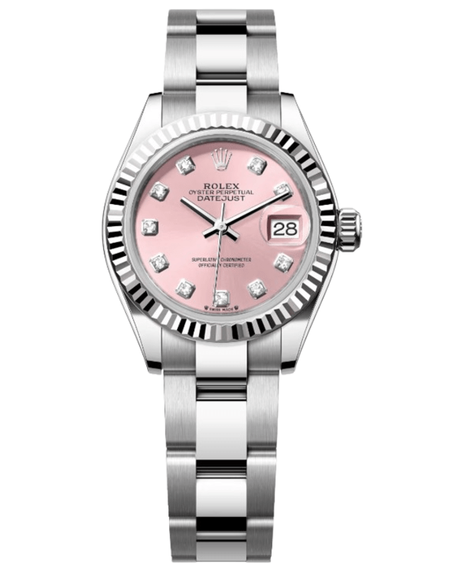 Rolex LadyDatejust 28 Automatic Pink Diamond Dial 18K White Gold Bezel Steel Womens Watch M2791740004 M2791740004