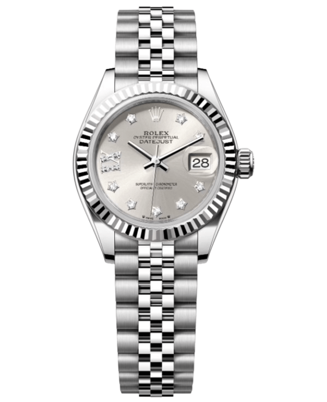 Rolex LadyDatejust 28 Automatic Silver Diamond Dial White Gold and Steel Womens Watch M2791740021 M2791740021