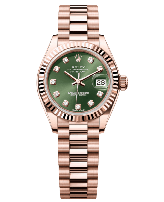 Rolex LadyDatejust 28 Everose Gold Automatic Green Diamond Dial President Bracelet Womens Watch M2791750009 M2791750009 Rolex LadyDatejust 28 Everose Gold Automatic Green Diamond Dial President Bracelet Womens Watch M2791750009 M2791750009