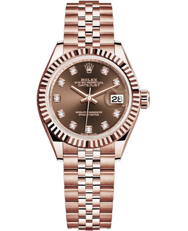 Rolex LadyDatejust 28 Everose Gold Chocolate Diamond Dial  Womens Watch M2791750010 M2791750010