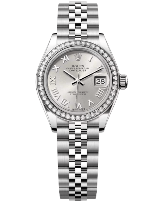 Rolex LadyDatejust 28 Stainless Steel and White Gold Automatic Silver Dial Diamond Bezel Jubilee Bracelet Womens Watch M279384RBR0009 M279384RBR00 Rolex LadyDatejust 28 Stainless Steel and White Gold Automatic Silver Dial Diamond Bezel Jubilee Bracelet Womens Watch M279384RBR0009 M279384RBR00