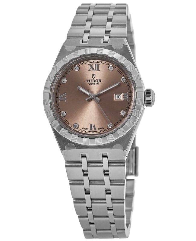 Tudor Royal Automatic Salmon Diamond Dial Steel Women's Watch M28300-0010