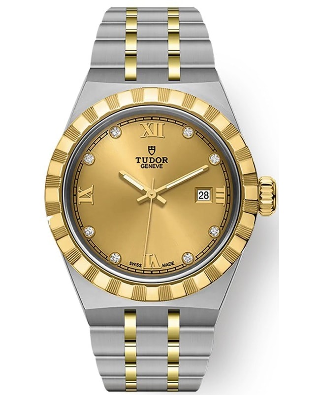 Tudor Royal Champagne Diamond Dial Stainless Steel and Yellow Gold Unisex Watch M28303-0006
