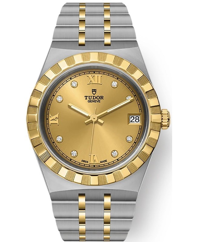 Tudor Royal Champagne Diamond Dial Stainless Steel and Yellow Gold Unisex Watch M28403-0006