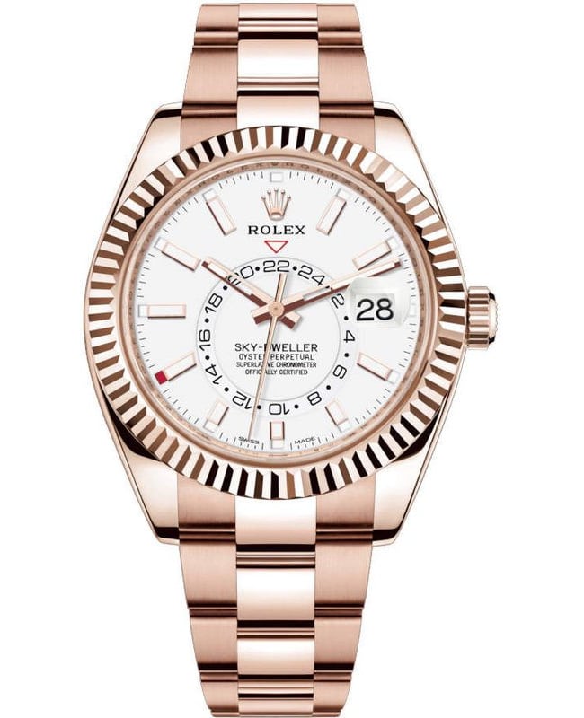 Rolex Sky-Dweller 42mm White Dial 18kt Everose Gold Men's Watch M326935-0005