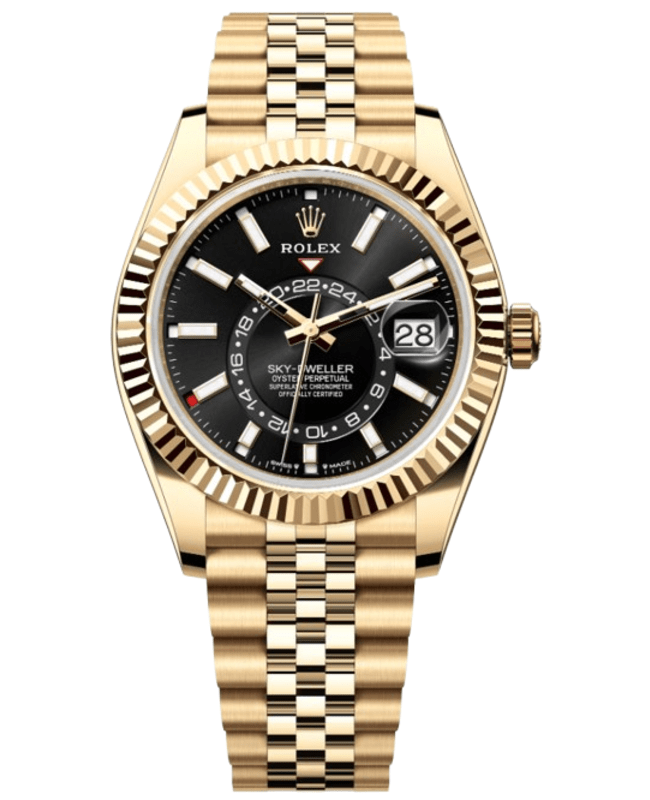 Rolex SkyDweller Yellow Gold Automatic GMT Black Dial Jubilee Style Mens Watch M3369380005 M3369380005 Rolex SkyDweller Yellow Gold Automatic GMT Black Dial Jubilee Style Mens Watch M3369380005 M3369380005