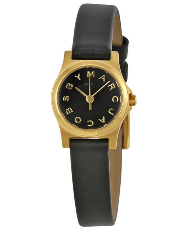 Marc By Marc Jacobs Henry Dinky Gold Tone Black Watch Women's 