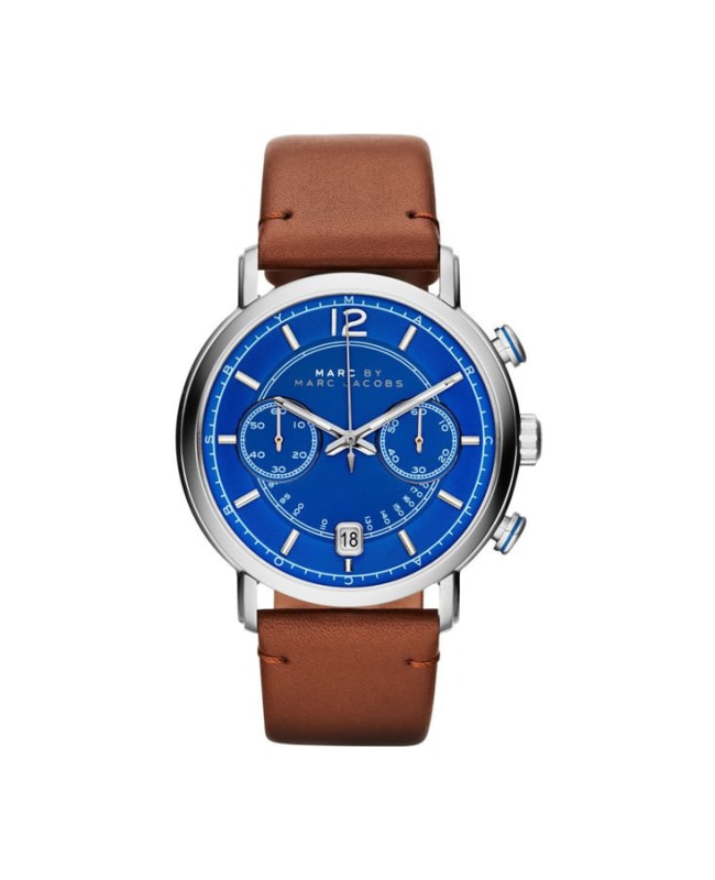 Marc By Marc Jacobs Fergus Blue Chronograph Dial Camel Leather