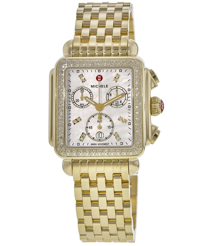 Michele Deco Diamond 18k Gold Plated Women's Watch MWW06A000777 MWW06A000777