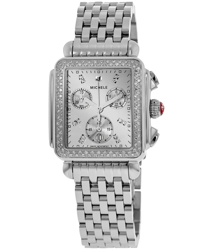 Michele Deco High Shine Chronograph Silver Dial Stainless Steel Women's Watch MWW06A000804