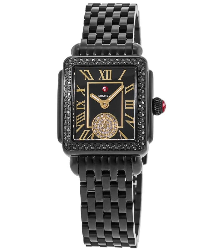 Michele Deco Madison Diamond Black Dial Black PVD Steel Women's Watch MWW06G000051