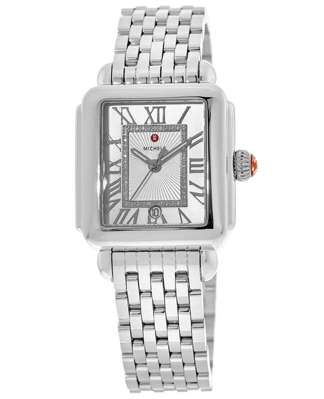 Michele Deco Madison Diamond Silver Sunray Diamond Dial Women's Watch MWW06T000141 MWW06T000141