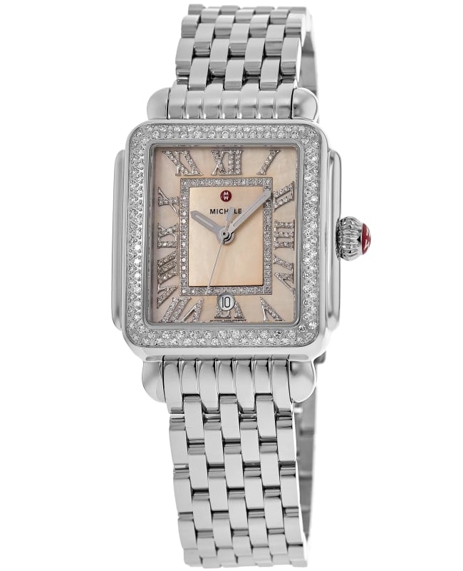 Michele Deco Madison Diamond Quartz Mother of Pearl Dial Steel Women's Watch MWW06T000267