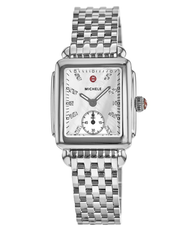 Michele Deco Mid Mother of Pearl Diamond Dial Steel Women's Watch MWW06V000002