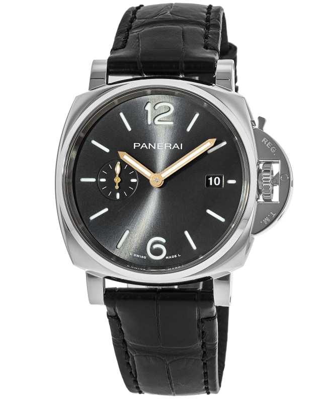 Panerai Luminor Due 42mm Grey Dial Leather Strap Men's Watch PAM01250