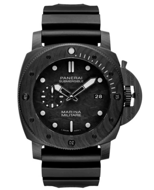 Panerai Submersible Marina Militare Black Dial Rubber Strap Mens Watch PAM02979 PAM02979