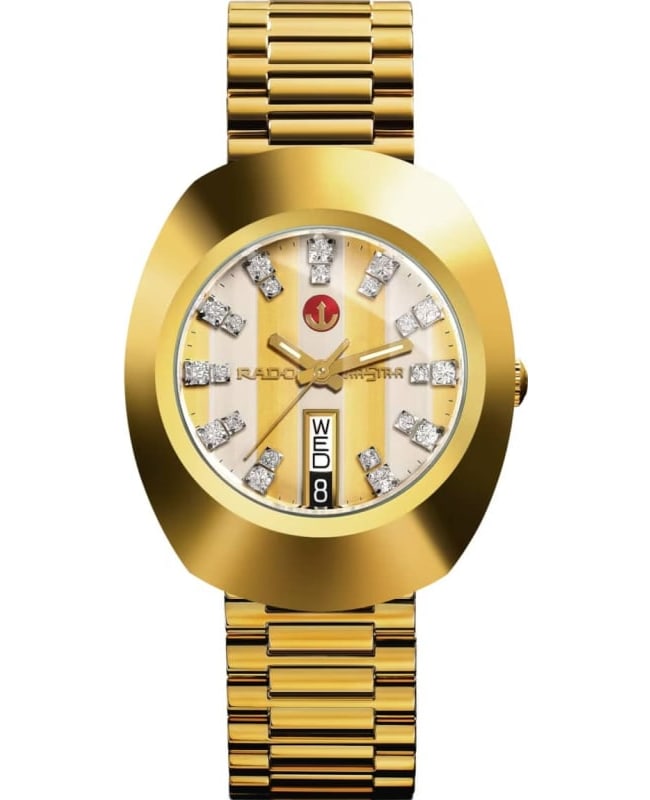 Rado Original Automatic Yellow Gold Tone Diamond Dial PVD Stainless Steel Men's Watch R12413803