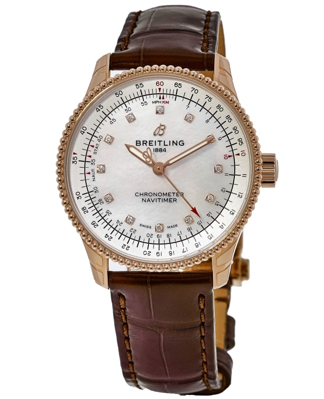 Breitling Navitimer Automatic 35 Mother of Pearl Dial Diamond Leather Strap Womens Watch R17395211A1P2 R17395211A1P2 Breitling Navitimer Automatic 35 Mother of Pearl Dial Diamond Leather Strap Womens Watch R17395211A1P2 R17395211A1P2