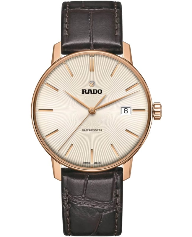 Rado Coupole Automatic Champagne Dial Leather Strap Unisex Watch R22861115 R22861115