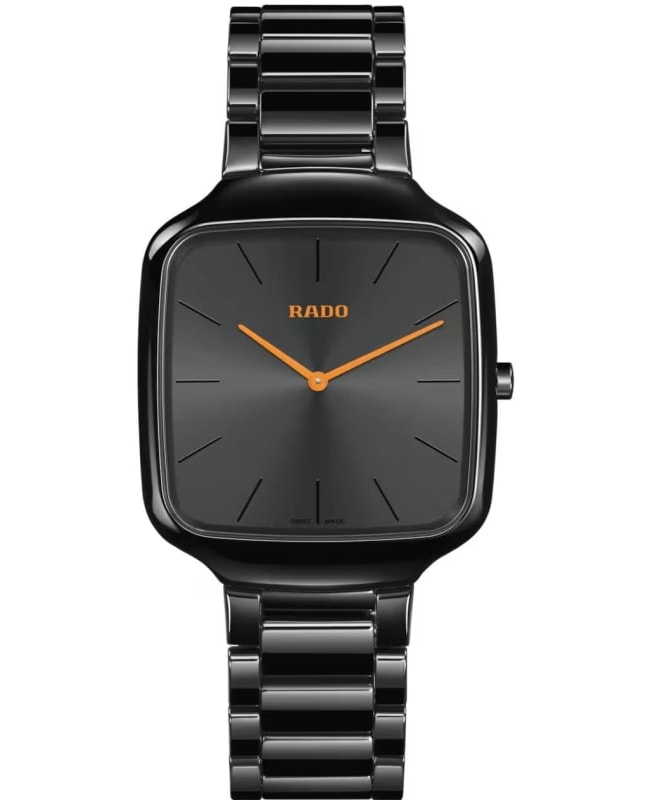 Rado True Thinline Square Black Dial Ceramic Unisex Watch R27054162