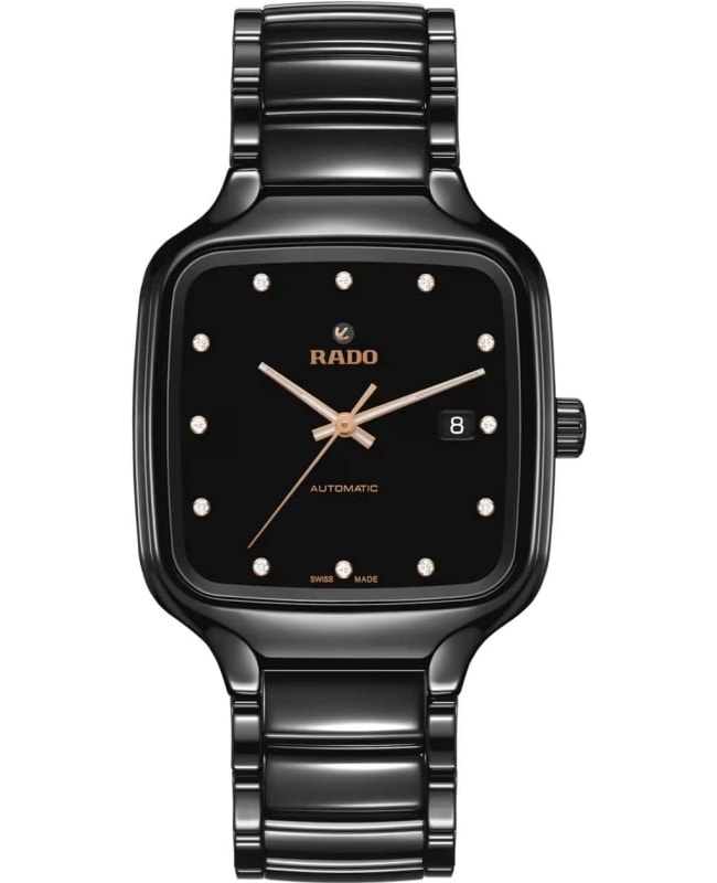 Rado TRUE Square Automatic Diamonds Black Dial Ceramic Unisex Watch R27078702