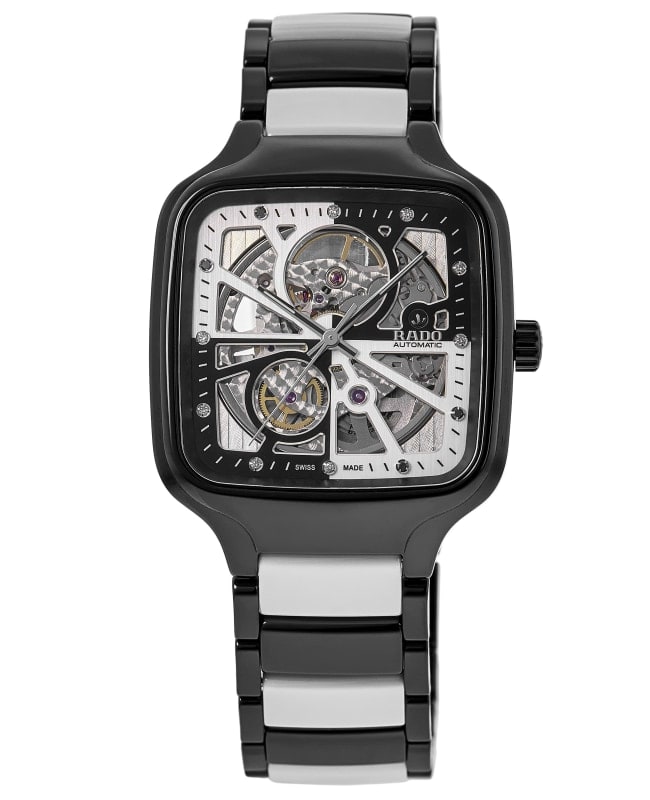 Rado True Square Automatic Open Heart Diamonds Limited Edition 38mm Rhodium Dial Two-Tone Ceramic Unisex Watch R27086752