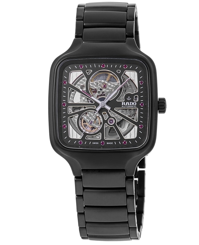 Rado True Square Open Heart X Ji Chang-wook Limited Edition Black Dial Ceramic Unisex Watch R27174712 R27174712