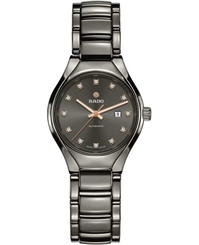 Rado TRUE Round Automatic Diamonds Grey Dial Ceramic Women's Watch R27243732