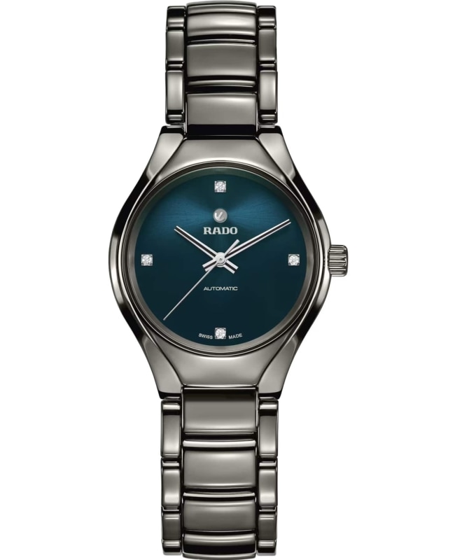 Rado TRUE Round Automatic Diamonds Blue Dial Ceramic & Titanium Women's Watch R27243742