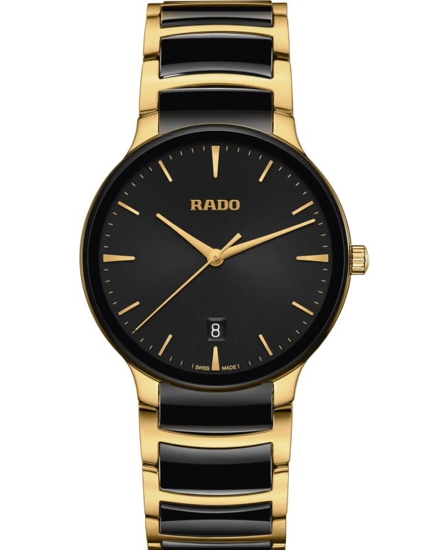 Rado Centrix Quartz Black Dial Two-Tone Ceramic & Stainless Steel Unisex Watch R30022152