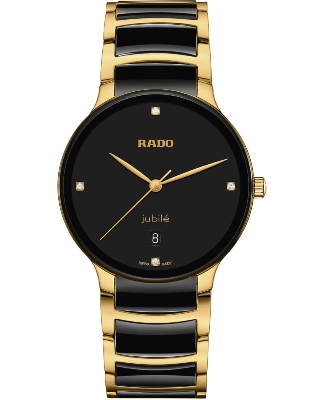 Rado Centrix Quartz Diamonds Black Dial Two-Tone Ceramic & Stainless Steel Unisex Watch R30022712