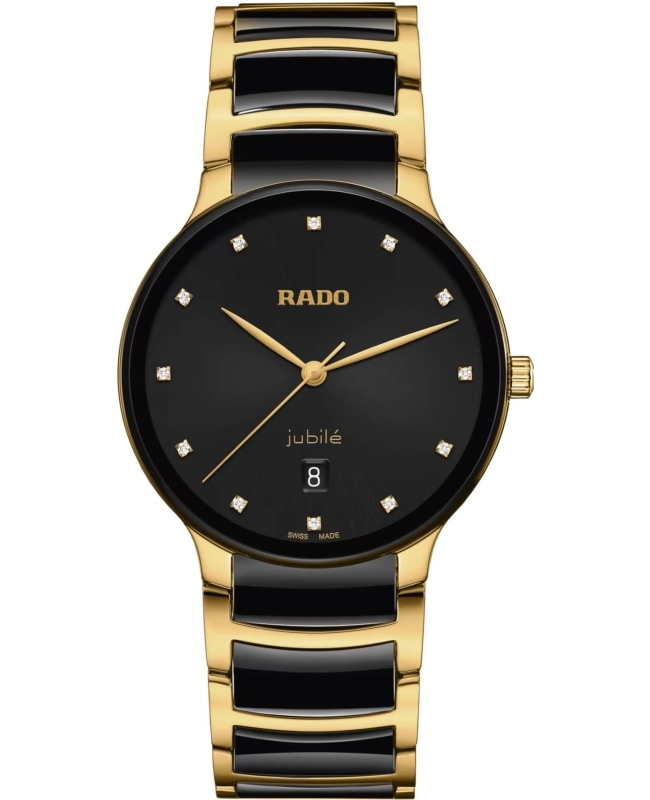 Rado Centrix Quartz Diamonds Black Dial Two-Tone Ceramic & Stainless Steel Unisex Watch R30022742